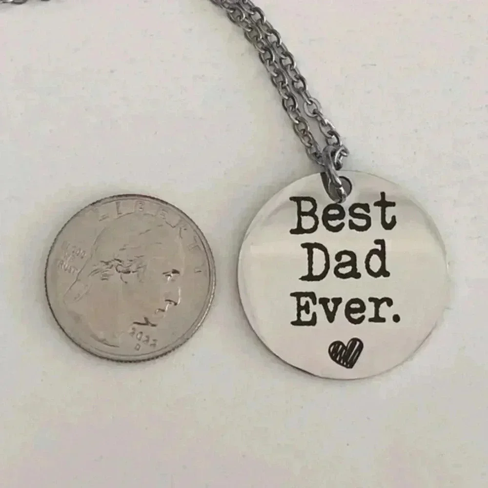 “Best Dad Ever” 24” Stainless Steel Necklace NWT